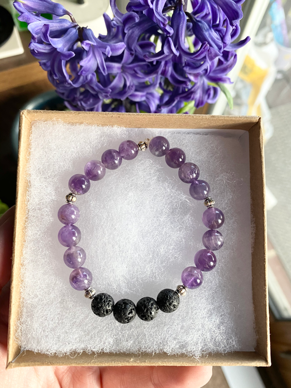 Mother and Daughter Bracelets - Purple Pearls with Rhinestone Spacers